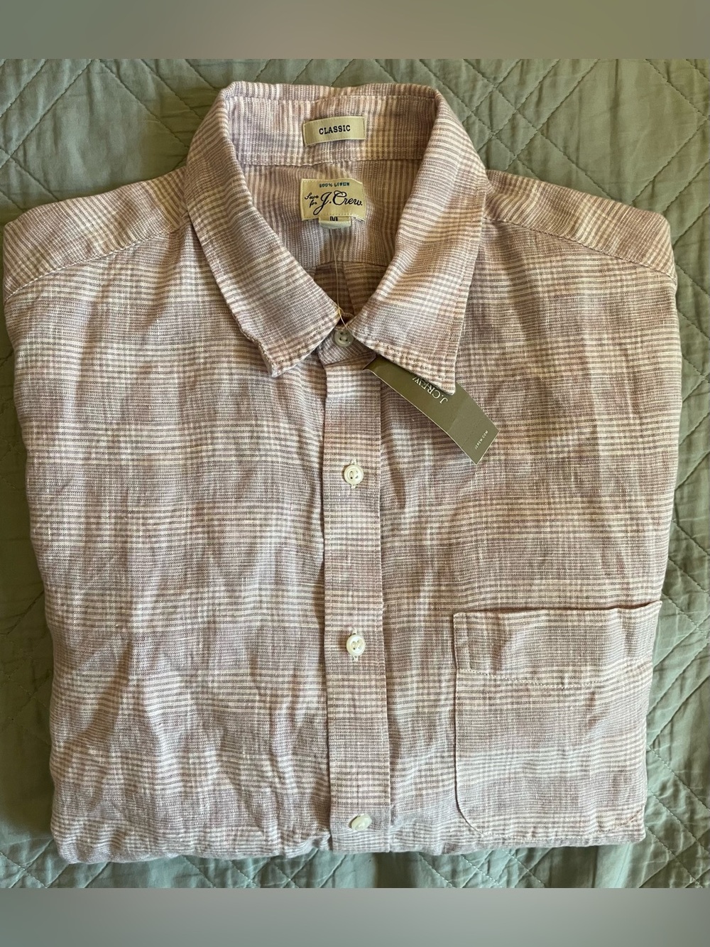 J. CREW Linen point-collar shirt in Glen Plaid Size M NWT $178 CT991 - Picture 7 of 10